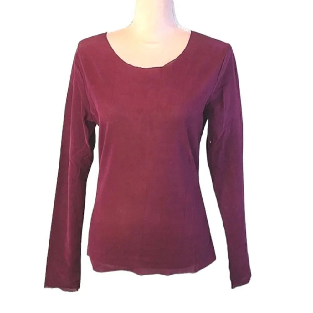 Free People Garnet Countdown Flocked Velvet Long Sleeve Top Large NWOT - Picture 3 of 16